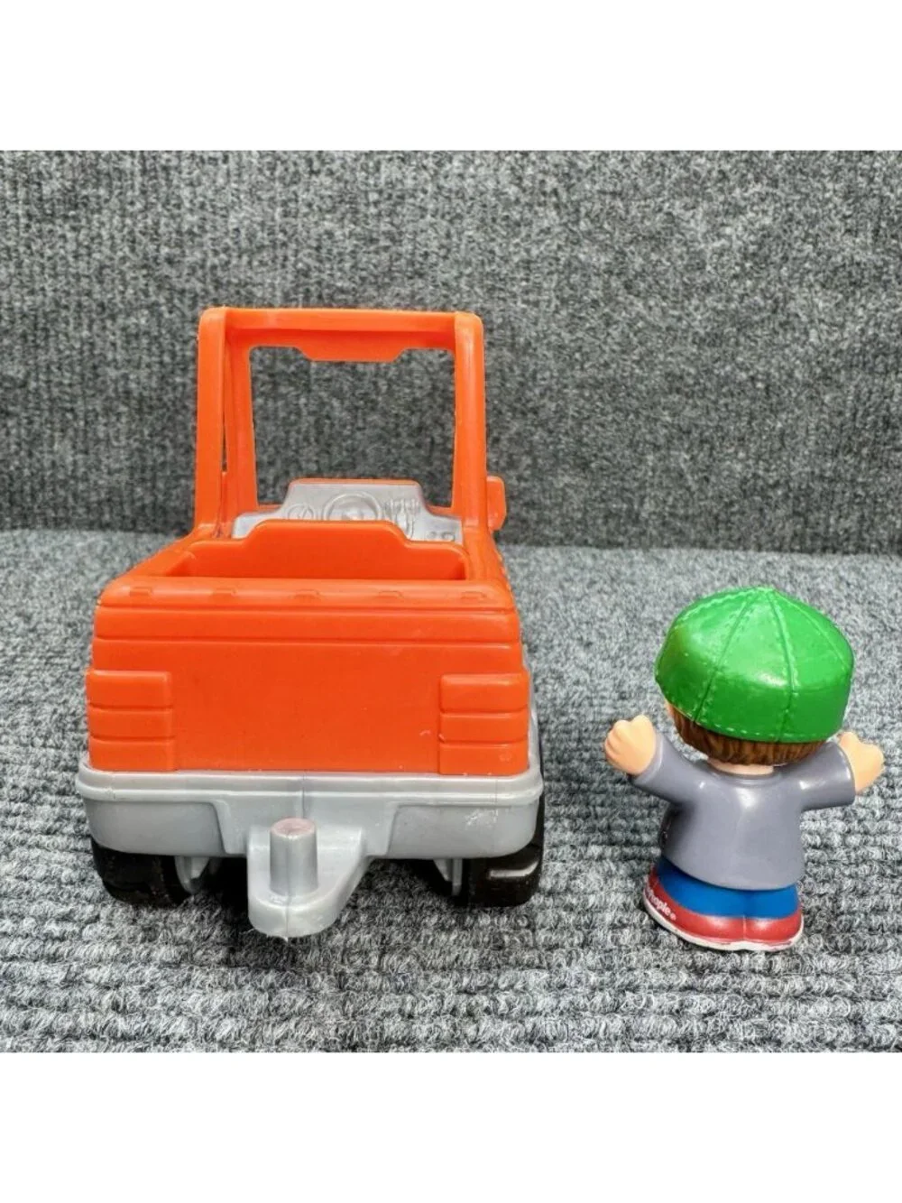 Fisher Price Little People Orange Truck Jeep Car Help A Friend + Boy Figure Tow